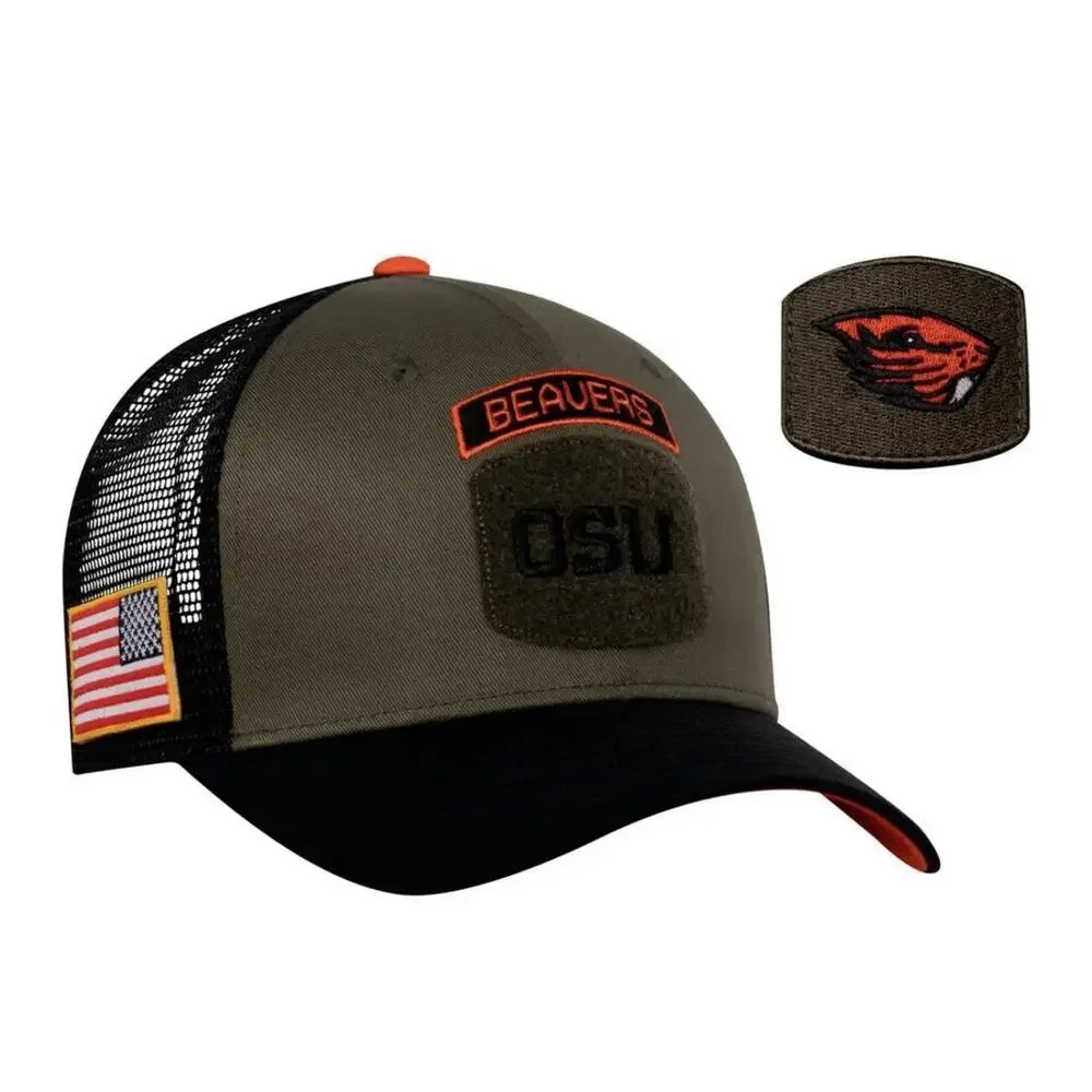 Nike Mens Olive Black Oregon State Beavers Military Appreciation Trucker Hat M/L